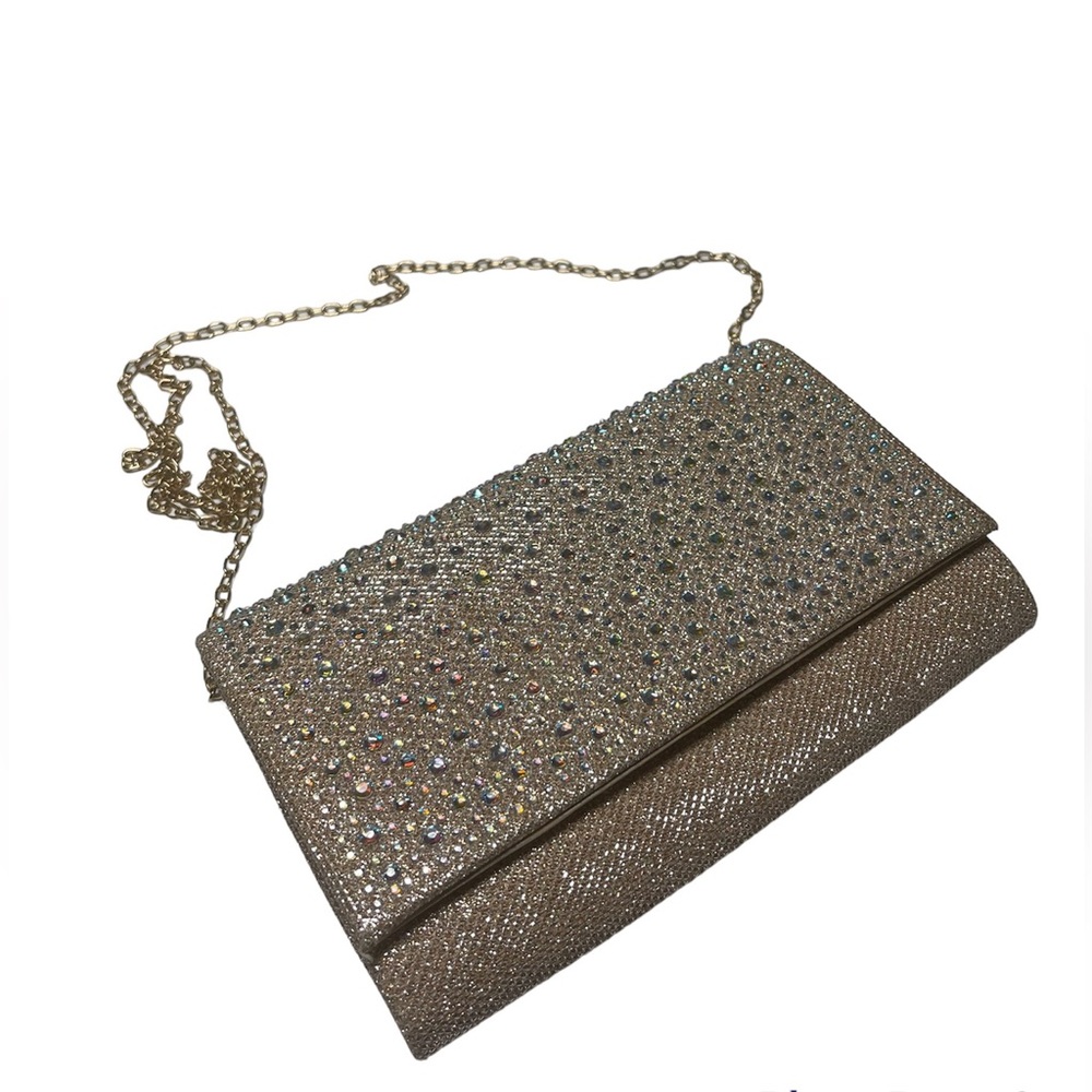 Ladies Evening Clutch Bag Sparkling Elegant Women’s Handbag,Golden